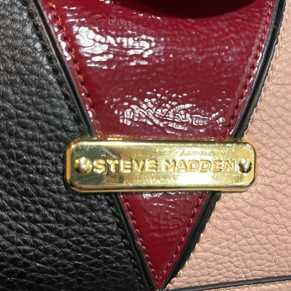 STEVE MADDEN COLORBLOCK CROSSBODY SATCHEL BAG BLACK PINK RED - Picture 6 of 16